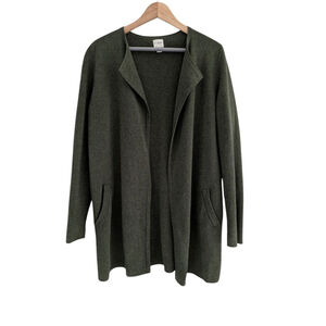 J. Crew Duster Sweater Cardigan Olive Green Long Line Women's Size S